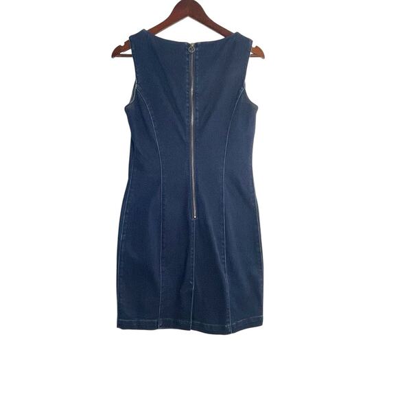 Armani Jeans Studded Denim Dress Size 6 | Sleeveless Sheath Zip Back - Picture 4 of 9